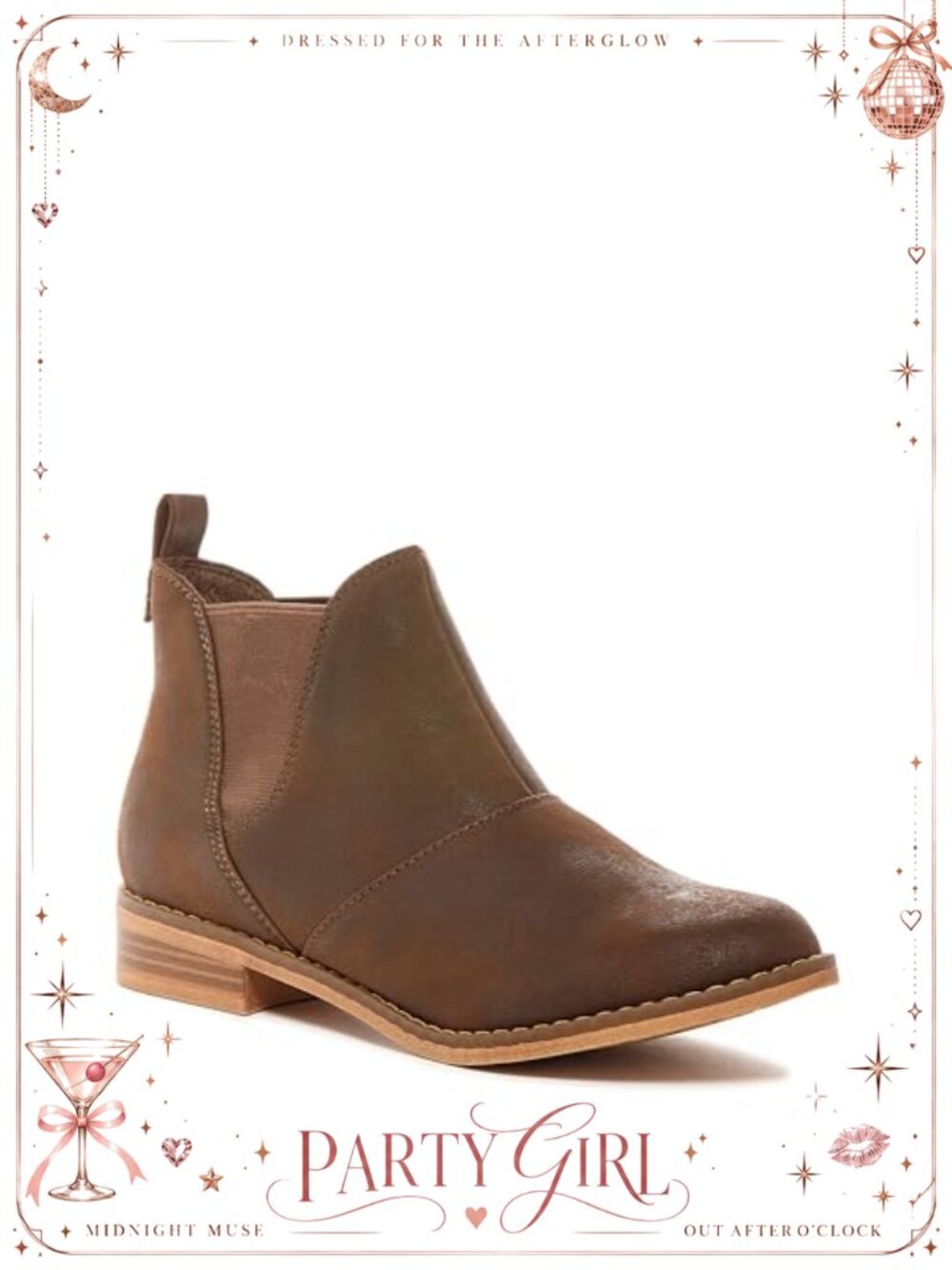 Chelsea Ankle Bootie with Stretch Elastic Side Panels and Low Stacked Heel